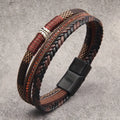 Lux Layered Braided Faux Leather Magnetic Bracelet