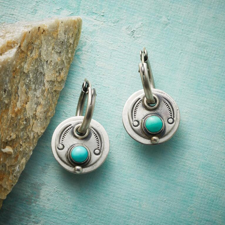 Bohemian earrings with turquoise stones in silver