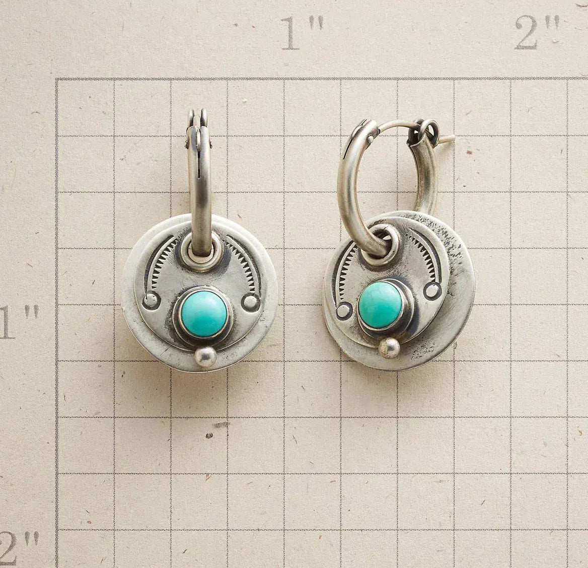 Bohemian earrings with turquoise stones in silver