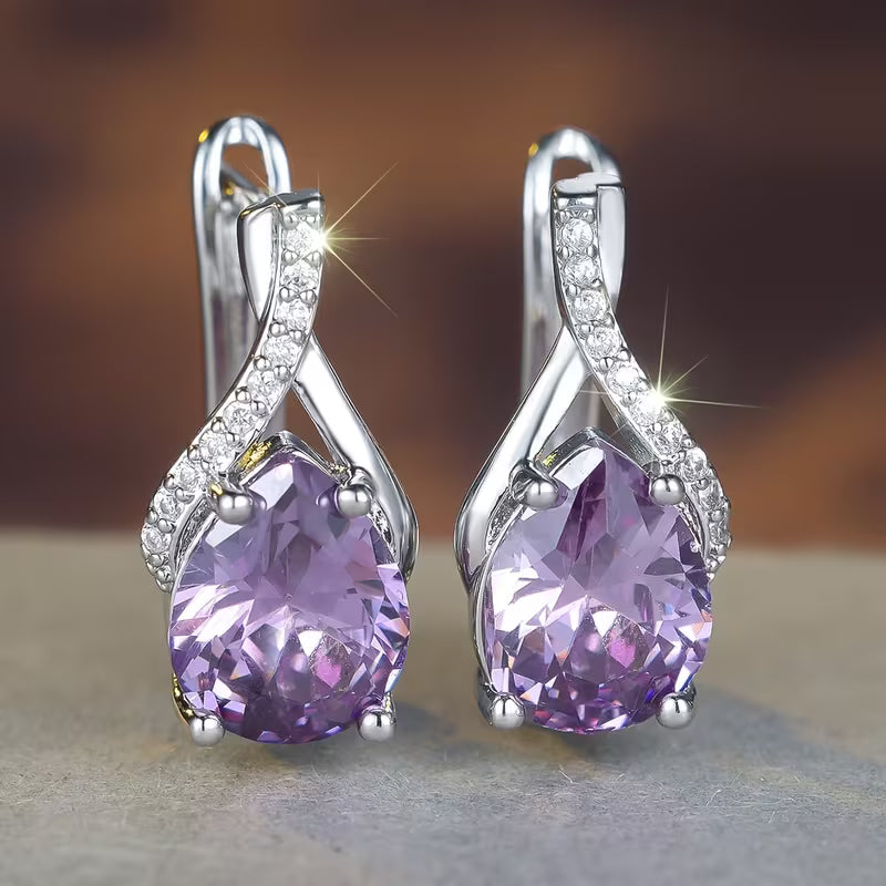 Silver Amethyst Dangle Earrings