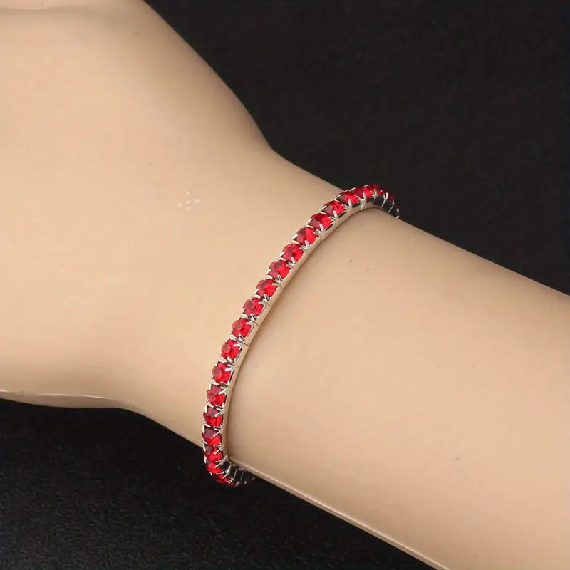 Silver Ruby Tennis Bangle