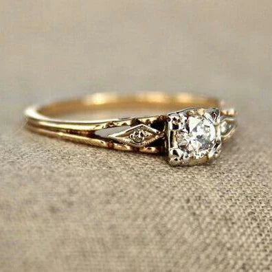 Vintage Zirconia Elegant Gold Ring