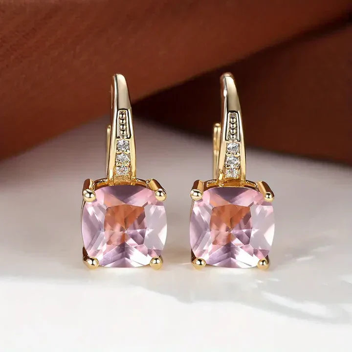 Mystic Gemstone Hoop Gold Earrings