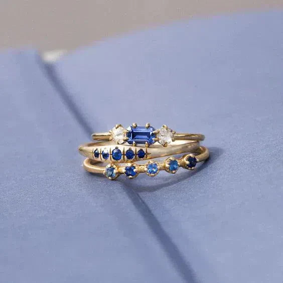 Layered band with blue zircon