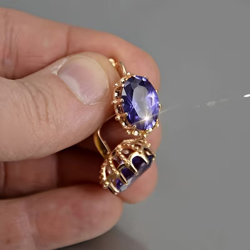 Golden Amethyst Tiara Earrings