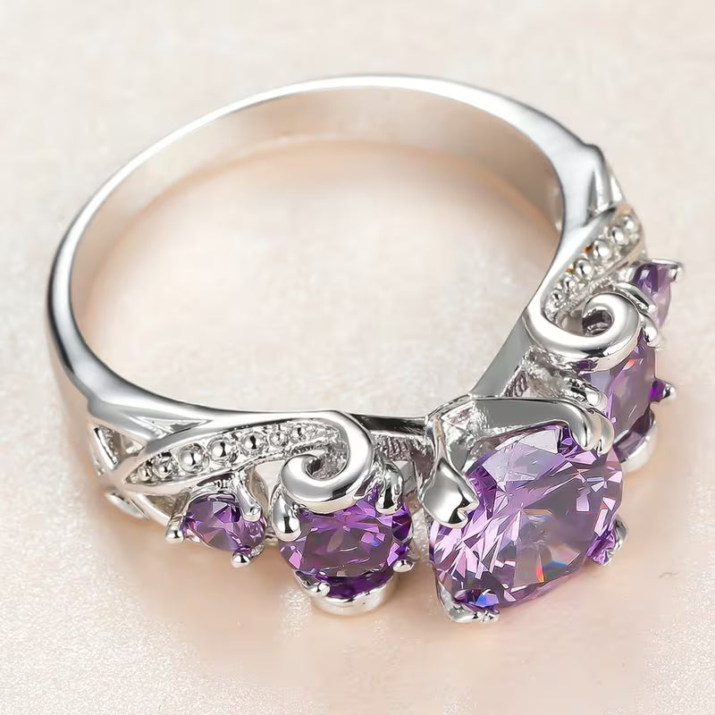 Silver Amethyst Antique Ring