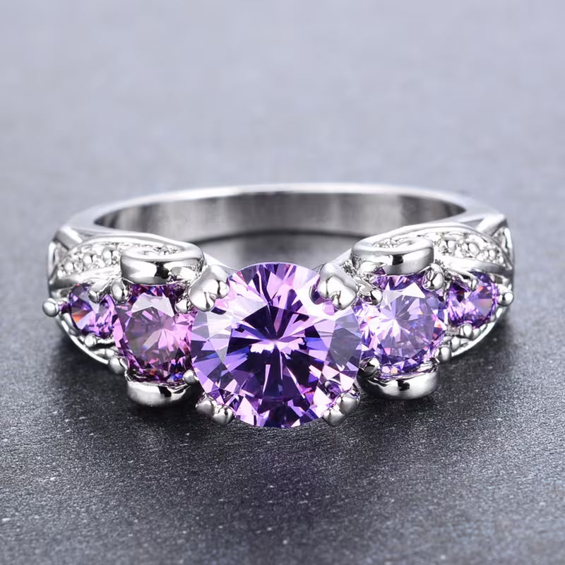 Silver Amethyst Antique Ring