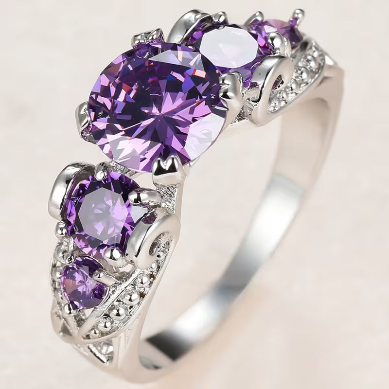 Silver Amethyst Antique Ring