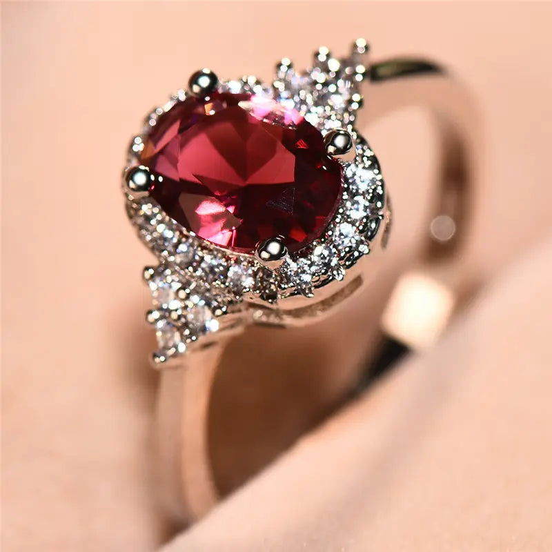 Silver Ruby Circle Ring