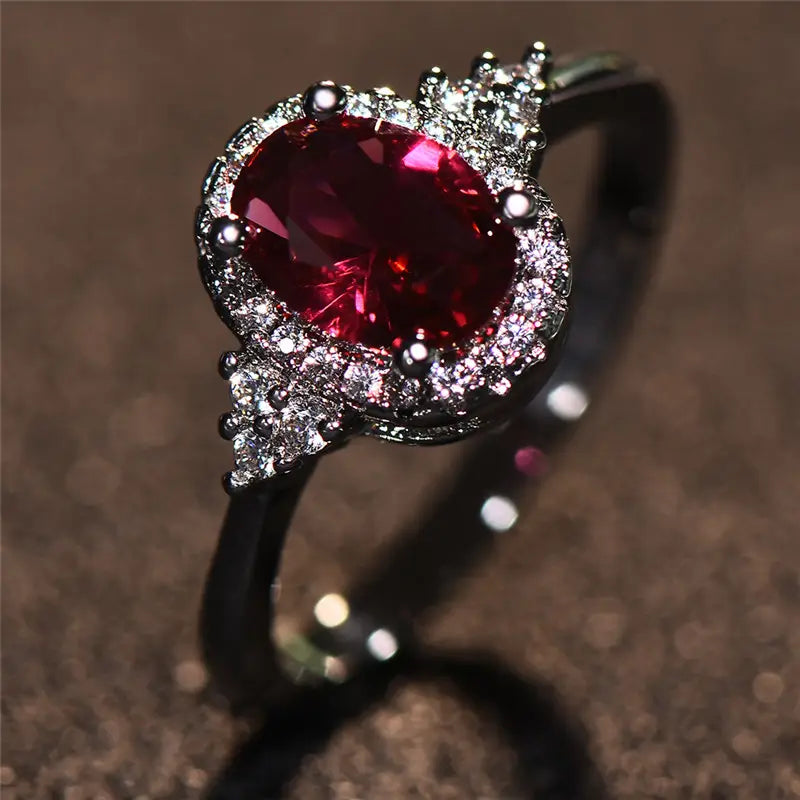 Silver Ruby Circle Ring