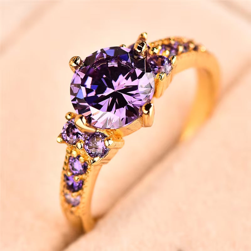 Golden Amethyst Cluster Ring