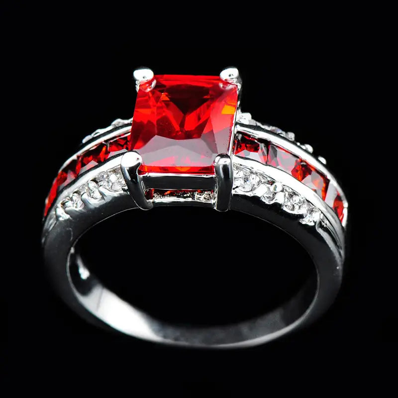 Silver Ruby Split-Band Ring
