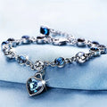 Silver Sapphire Heart Link Bracelet