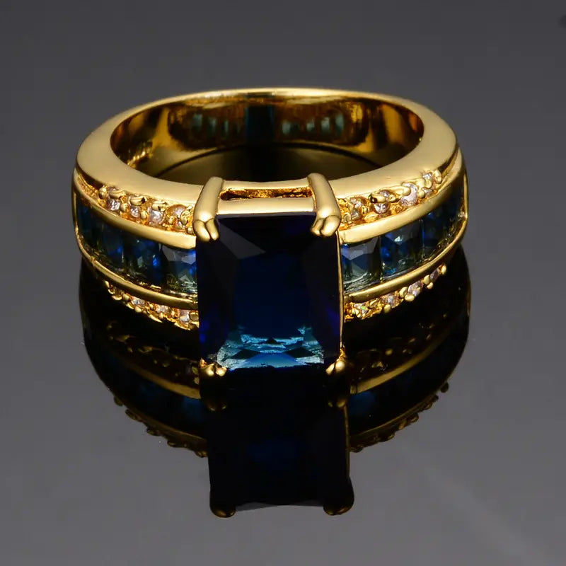 Gold Sapphire Square-Cut Band