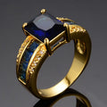 Gold Sapphire Square-Cut Band