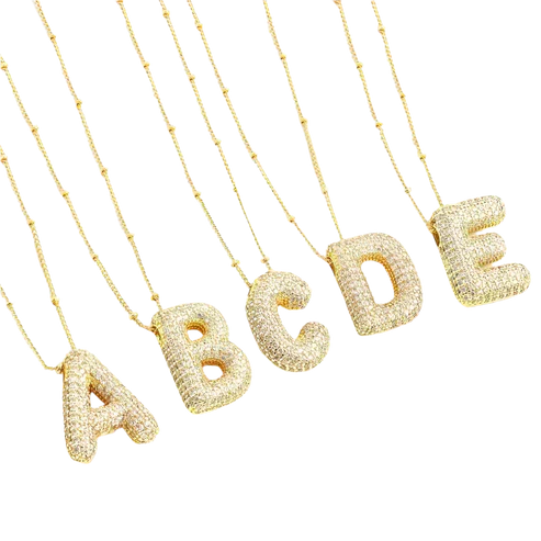 Bubble Letter Initial Pendant Necklace