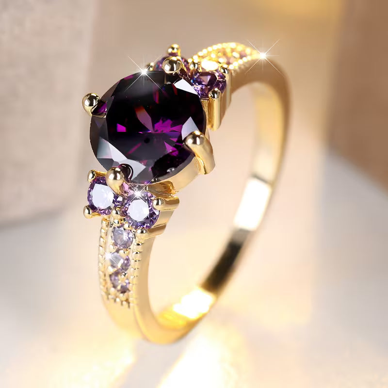 Golden Ring with Amethyst Accent