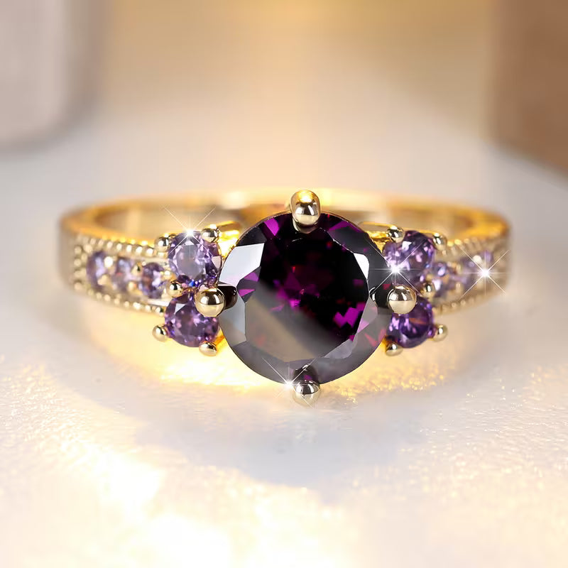 Golden Ring with Amethyst Accent
