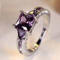 Silver Amethyst Geometric Band