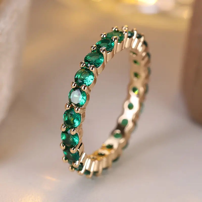 Emerald Gold Eternity Ring