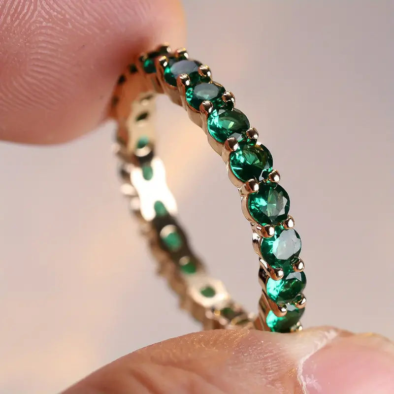 Emerald Gold Eternity Ring