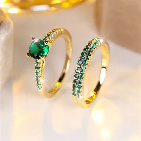 Emerald Serena Duo Ring Set