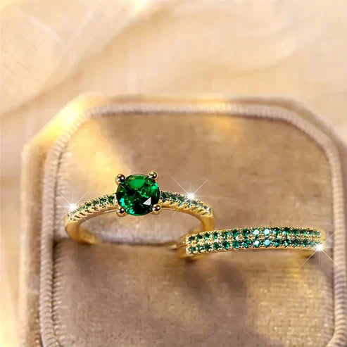 Emerald Serena Duo Ring Set