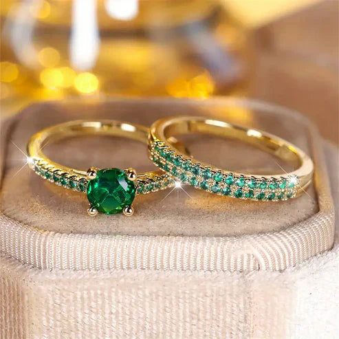 Emerald Serena Duo Ring Set