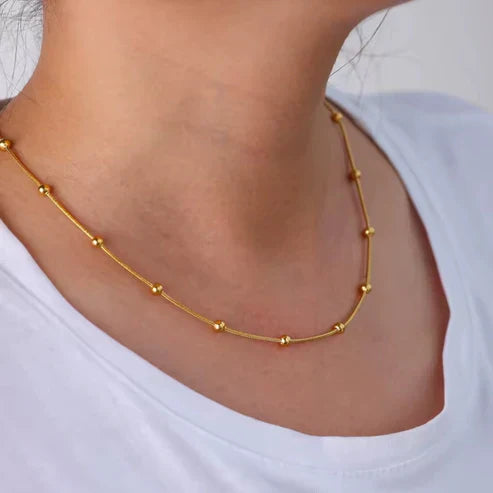 Thin Gold Beads Chain Necklace