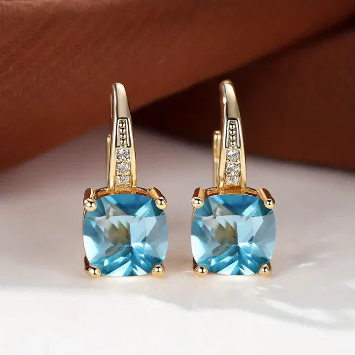 Mystic Gemstone Hoop Gold Earrings