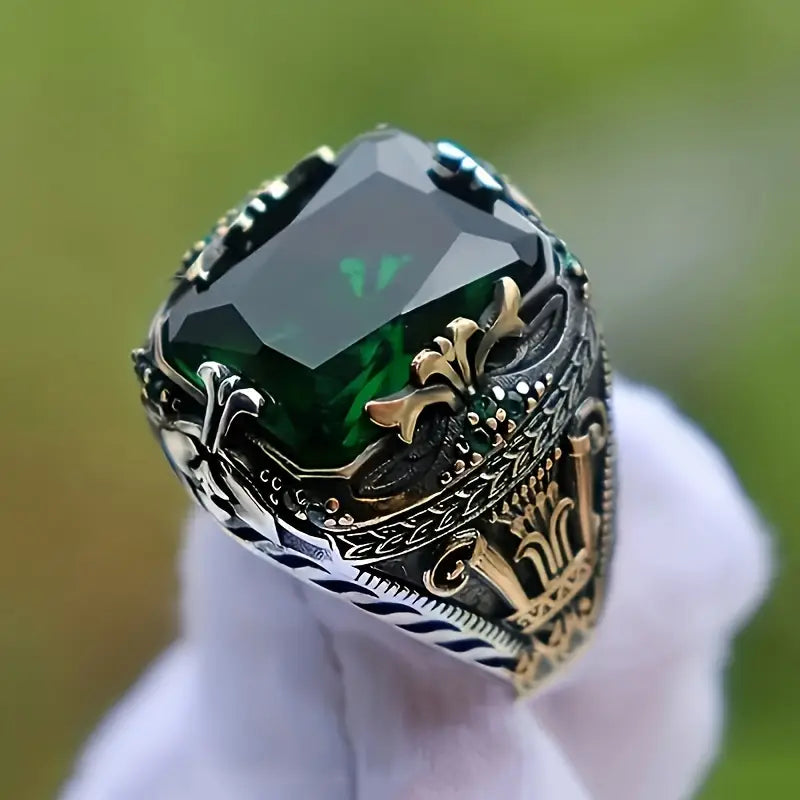 Vintage Silver Emerald Ring