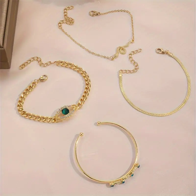 Golden Emerald Charm Bracelet Collection
