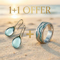 1+1 Deal: Aurora Ocean Beach Wave Ring + Crystal Drop Earrings in Gold and Silver