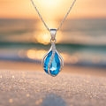 Drop of Light – Necklace with Blue Zircon and Silver Accents