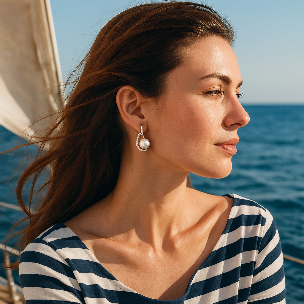 Lorelei | Pearl Button Earrings