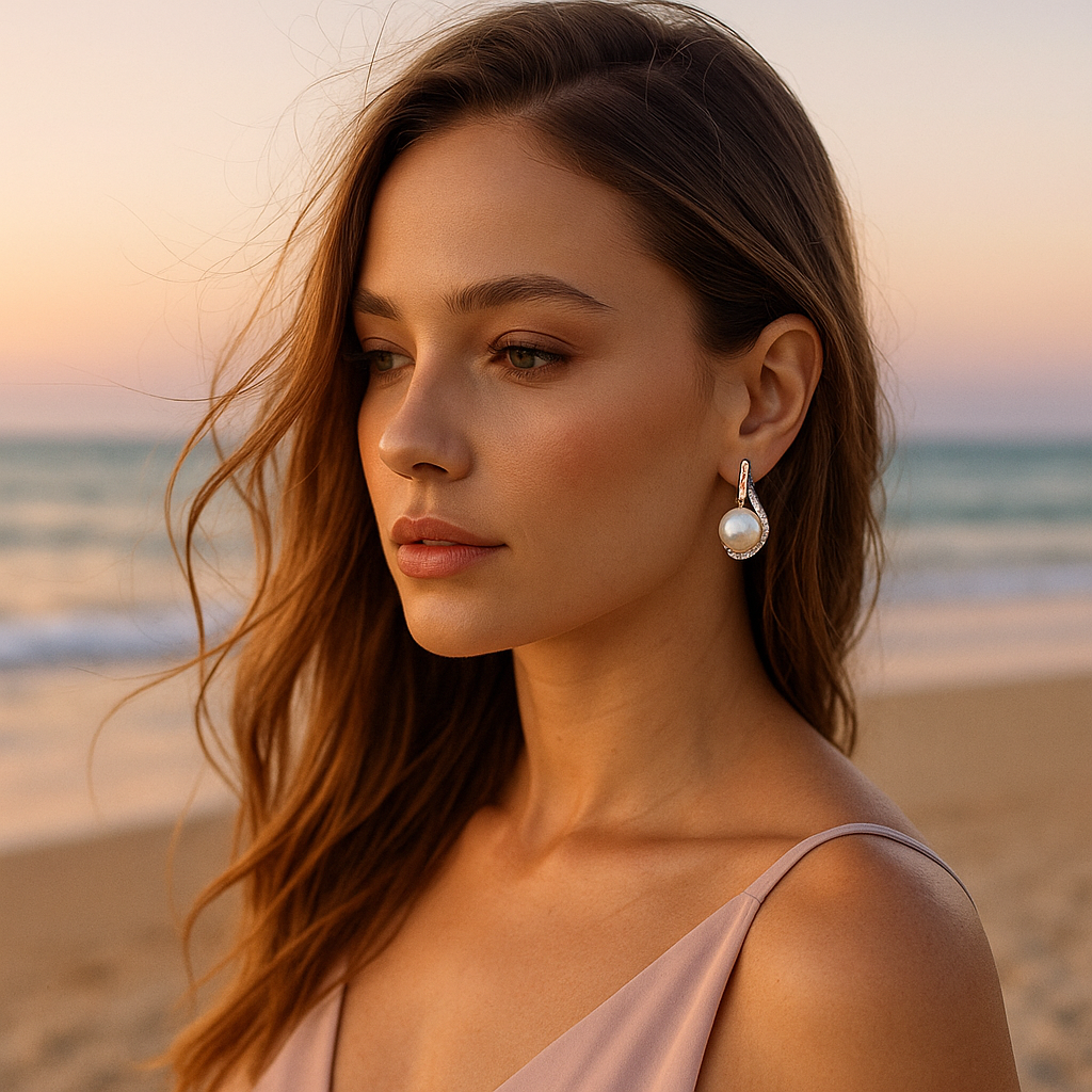 Lorelei | Pearl Button Earrings