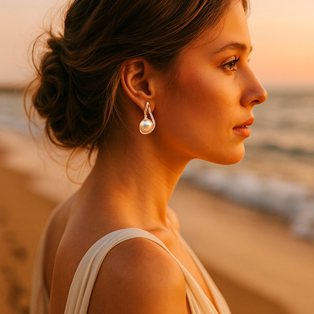 Lorelei | Pearl Button Earrings