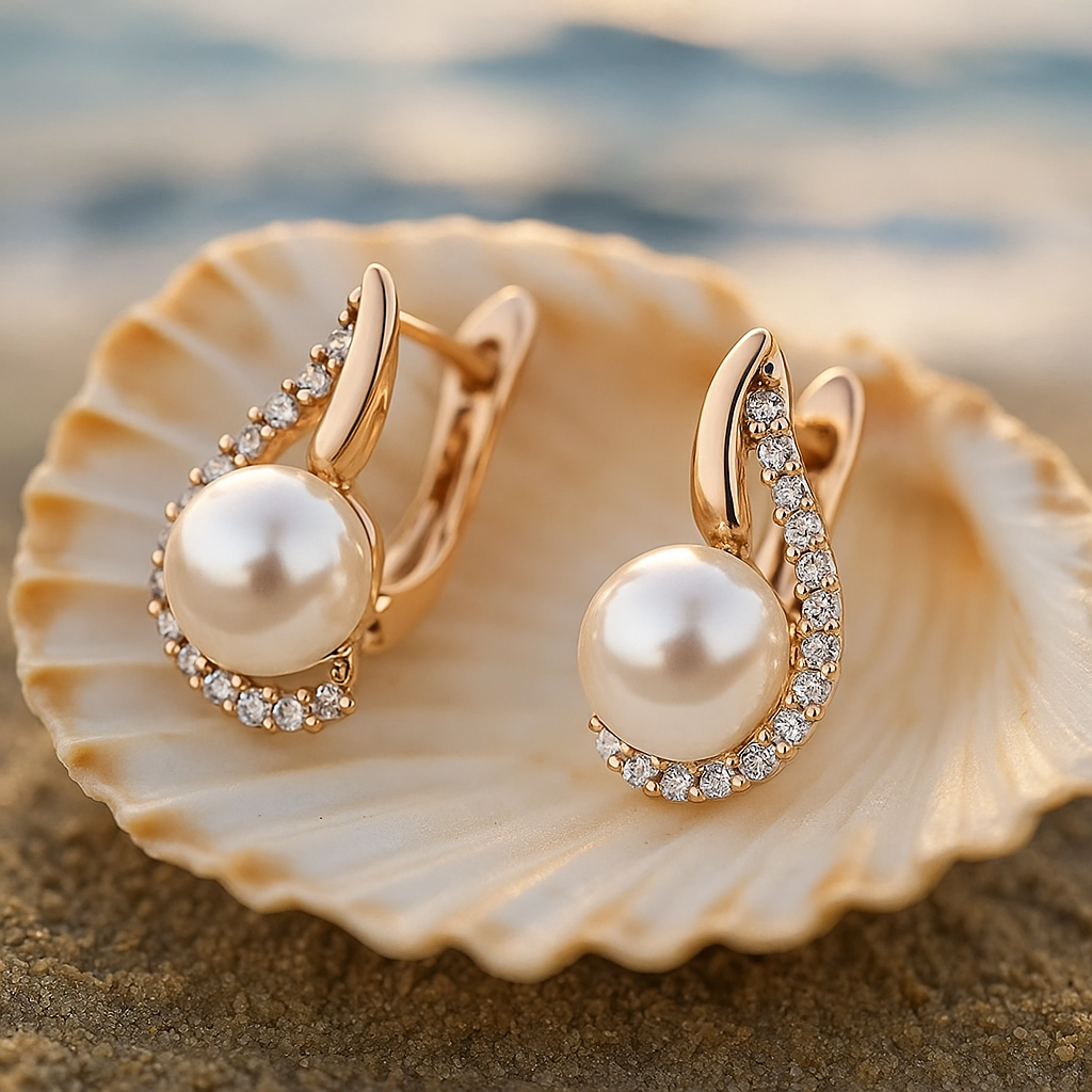 Luxurious Pearl Button Earrings