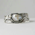Vintage White Stone Silver Wave Ring