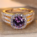 Golden Amethyst Halo Band