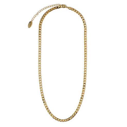 Flat Link Curb Chain Pendant Necklace