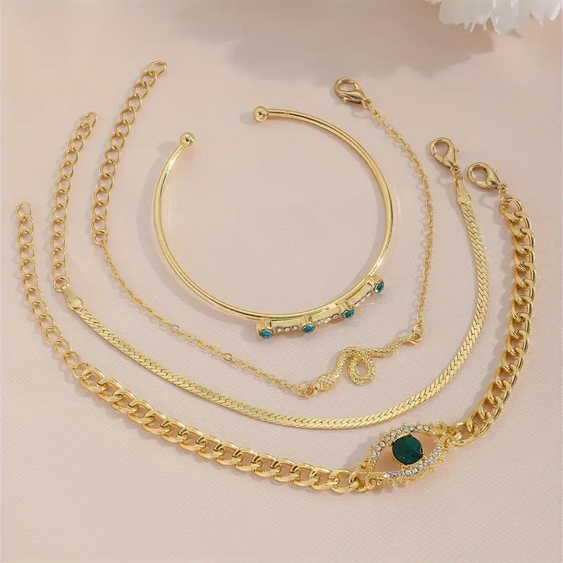 Golden Emerald Charm Bracelet Collection