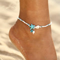 Star and Shell Anklet Bracelet with Gemstones