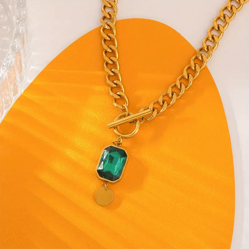 Emerald Gold Chain Necklace