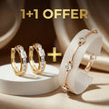 1+1 Offer: Elegant Gold and Crystal Earrings + Sophisticated Bracelet with Zirconias in Gold