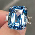 Vintage-style ring featuring a blue cubic crystal