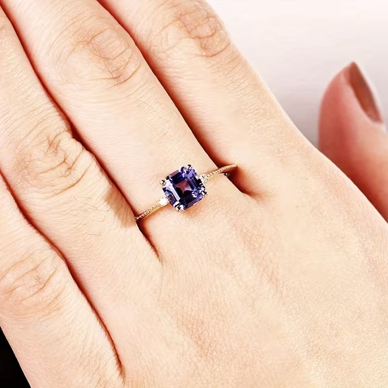 Amethyst Gold Solitaire Ring