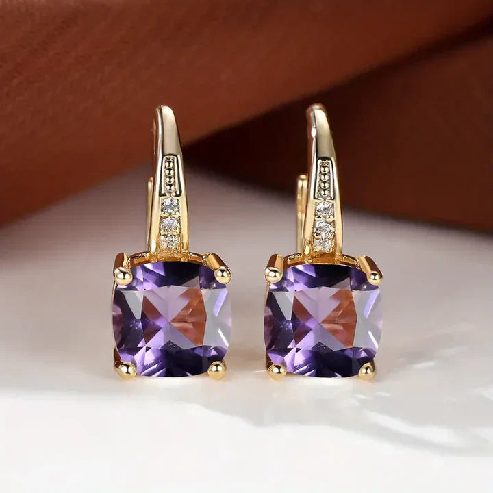Mystic Gemstone Hoop Gold Earrings