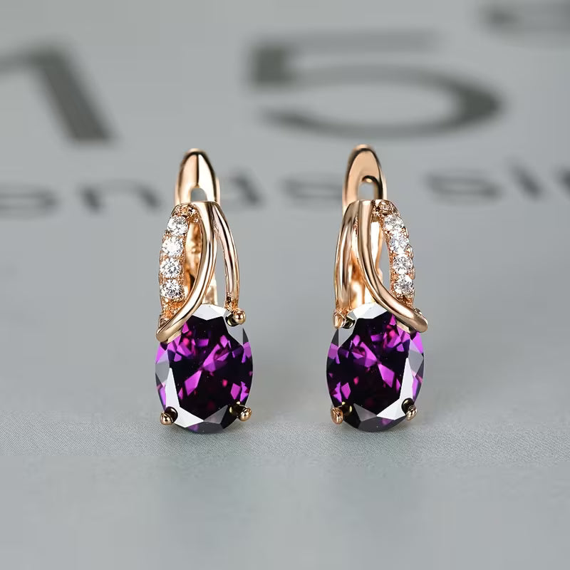 Golden Amethyst Hoop Earrings