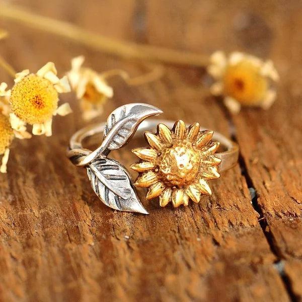 Adjustable Golden Sunflower Ring